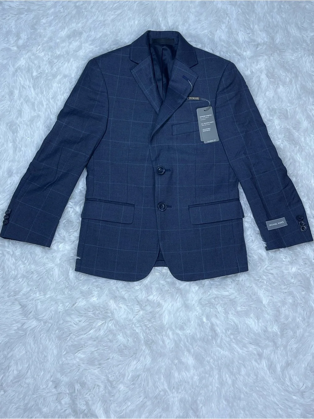 Michael Kors Kids Navy Windowpane Two-Button Blazer Size 8R NWT